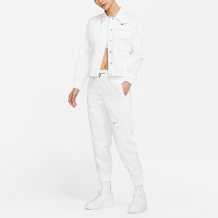 Nike Sportswear Swoosh Outdoor Casual Multi-Pocket Woven Jacket Women Jacket White CZ8900-100