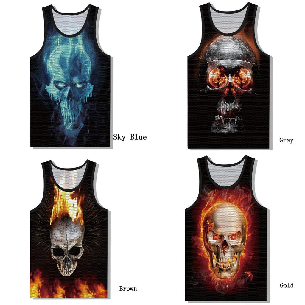 Premium Quality Graphic 3d Print Skull Mens Gym Muscle Vest Shirt Sport Fitness Tank Tops