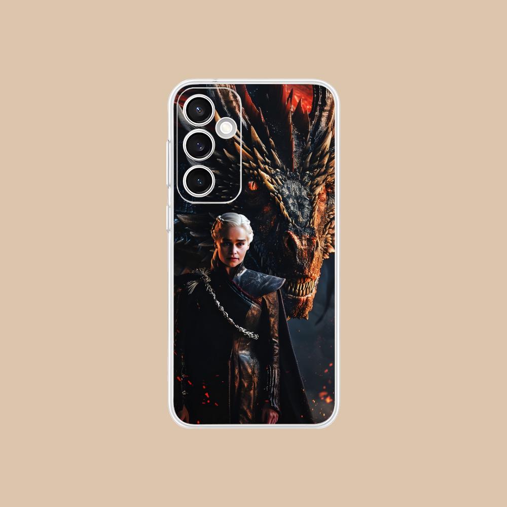Dragon Queen Clear Mobile Phone Case for Samsung Galaxy S25 S24 S23 S22 S21Plus FE Ultra Colorful Cover
