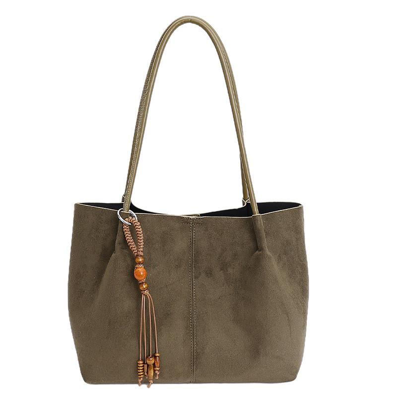 IELGY Ladies Tote Bag Suede Simple Large-Capacity Portable Shoulder Bag No Pendant