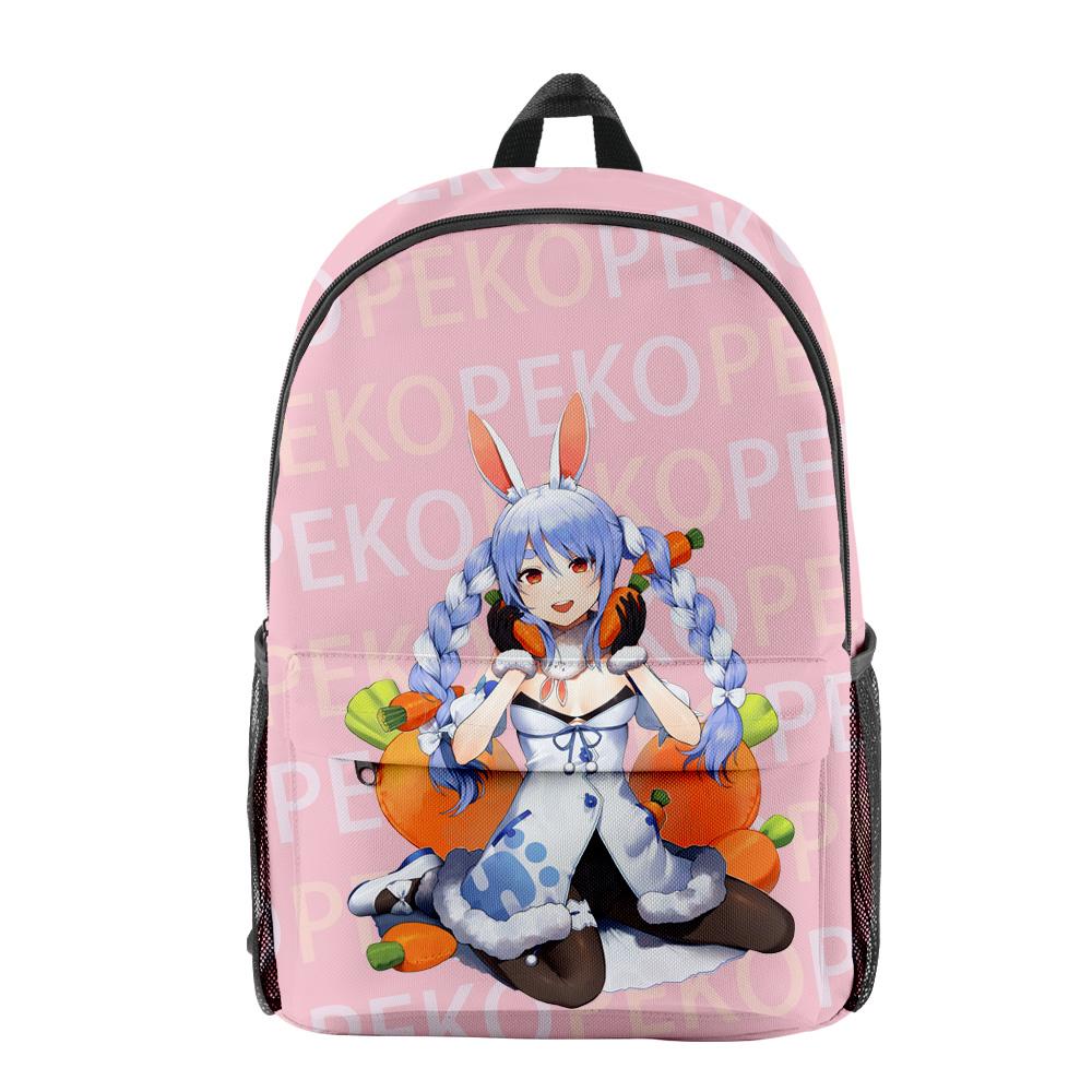 Classic HOLOLIVE VTuber Usada Pekora pupil Bookbag Notebook Backpacks 3D Print Oxford Waterproof Boys/Girls Travel Backpacks
