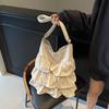 Bag 2025 Spring and Summer New Mori Fashion Lotus Leaf Pleated Shoulder Bag Large Capacity Casual Messenger Bucket Bag Tide