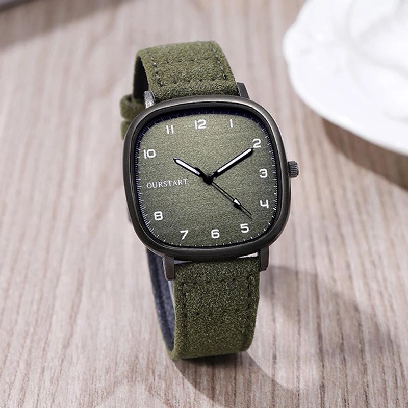 Vintage Square Dial Leather Belt Wristwatch Brand Quartz Watch Youth Student Watch Casual Fashion Men Women Gift Clock