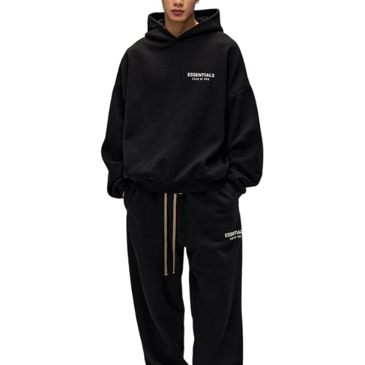 Fear of God Essentials Fleece Hoodie II Black Мужские топы 192HO246250F