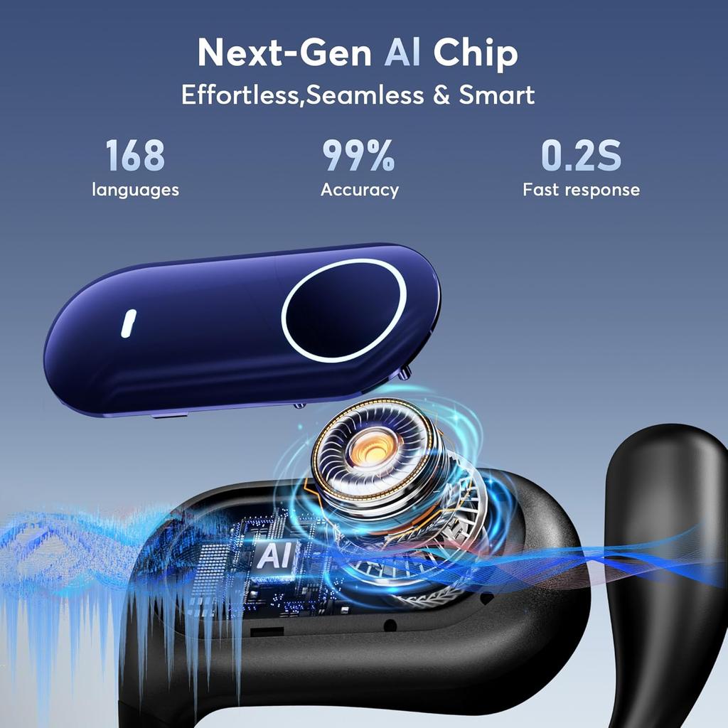 168 Languages AI Live Translation Earbuds Bluetooth 5.4 Touch Screen Earphones Real-Time Headphones Translator Fit iOS Android Ideal Business Learning