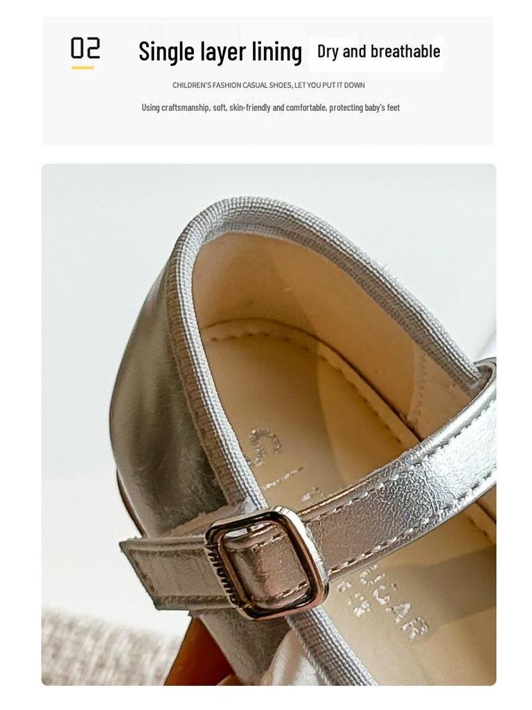 2026 Spring Girls' Bow Princess Soft Sole Leather Loafers