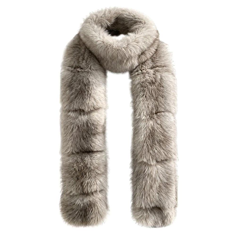 Faux Fox Fur Plush Scarf Double-sided Neck Scarf New Neck Warmer  Women Girl