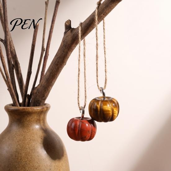 Transparent Crystal Pumpkin Charms Natural Carved Charm, Mini Gemstone Pendant Handmade Diy Craft Accessories for Jewelry DIY Making, Halloween Micro