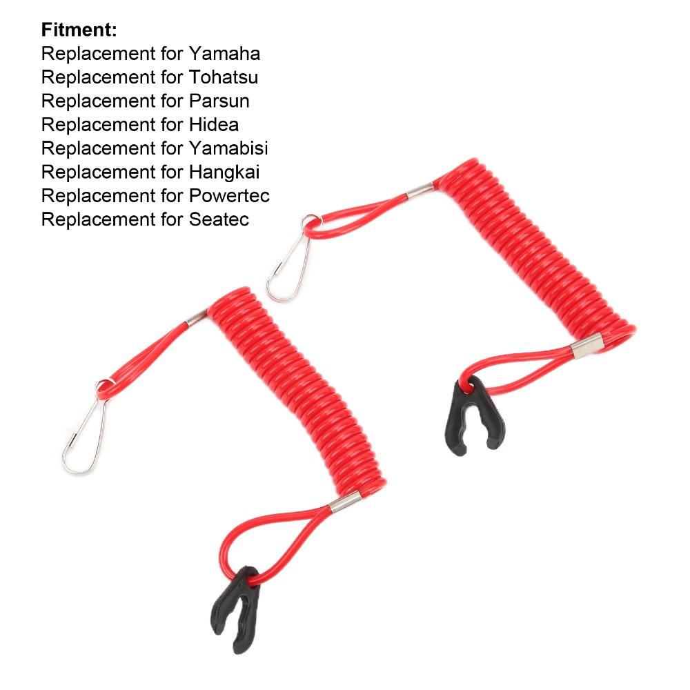 2PCS Red Marine Outboard Kill Switch Safety Lanyard Stop Switch Lanyard  Bike Usage