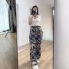 Elephant Pants Women Men Unisex Premium Japanese Silk Print Thailand Casual Streetwear Beach  Bohemian Retro Vintage Adjustable Rope Loose Legs