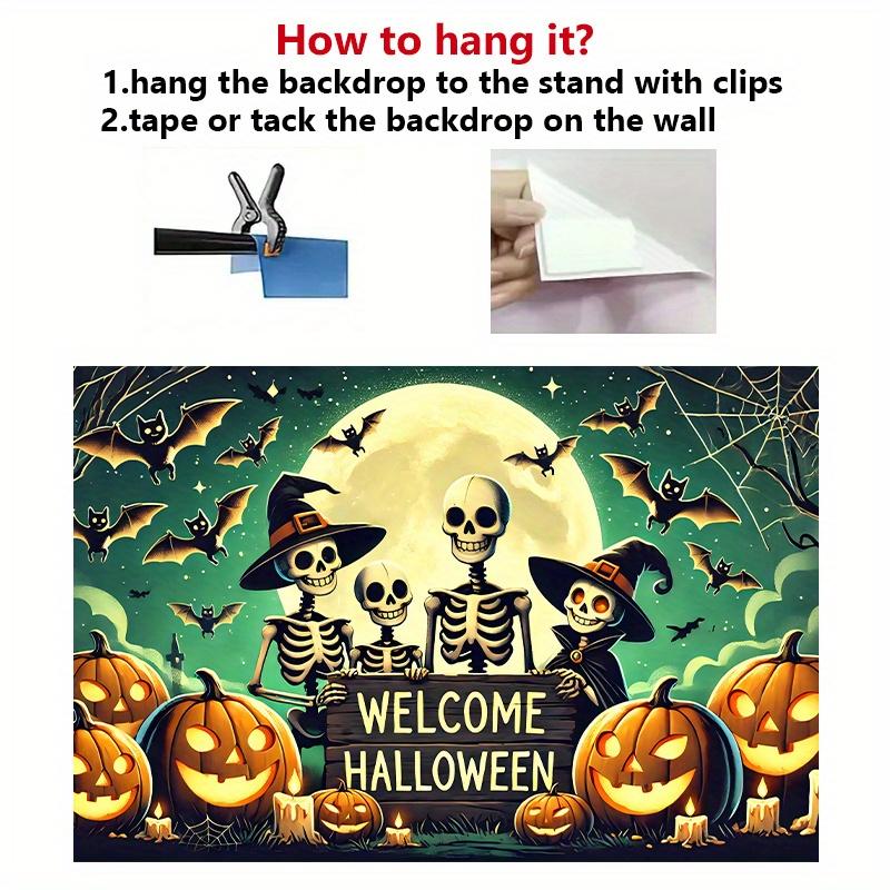 Polyester fabric background wall fabric for Halloween skull and pumpkin party, suitable for outdoor decoration