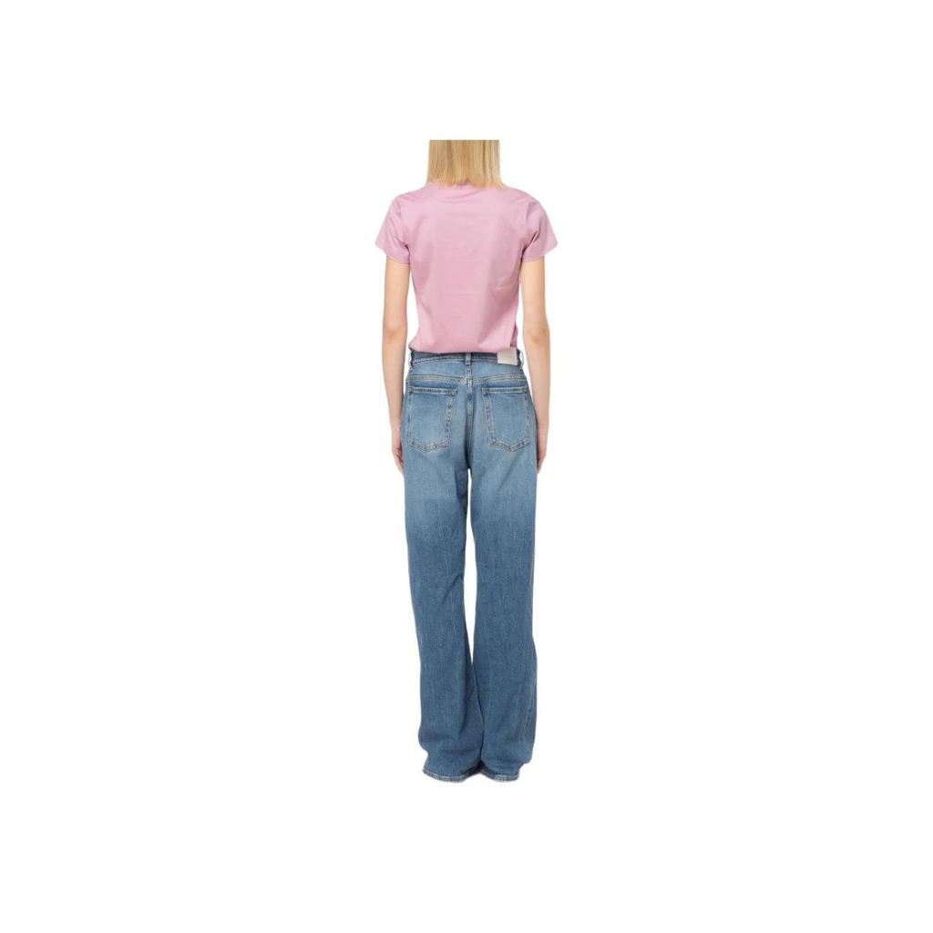 PINKO Fitted Round Neck Letter Print T-Shirt Women tops Pink 100355A1LV-N98