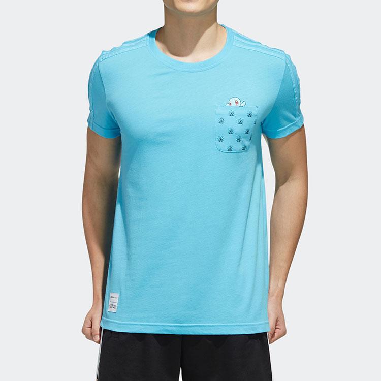 Adidas Neo X Pokémon Collaboration Round Neck Fitted Straight Short Sleeve T-Shirt Men Tops Blue FM0325