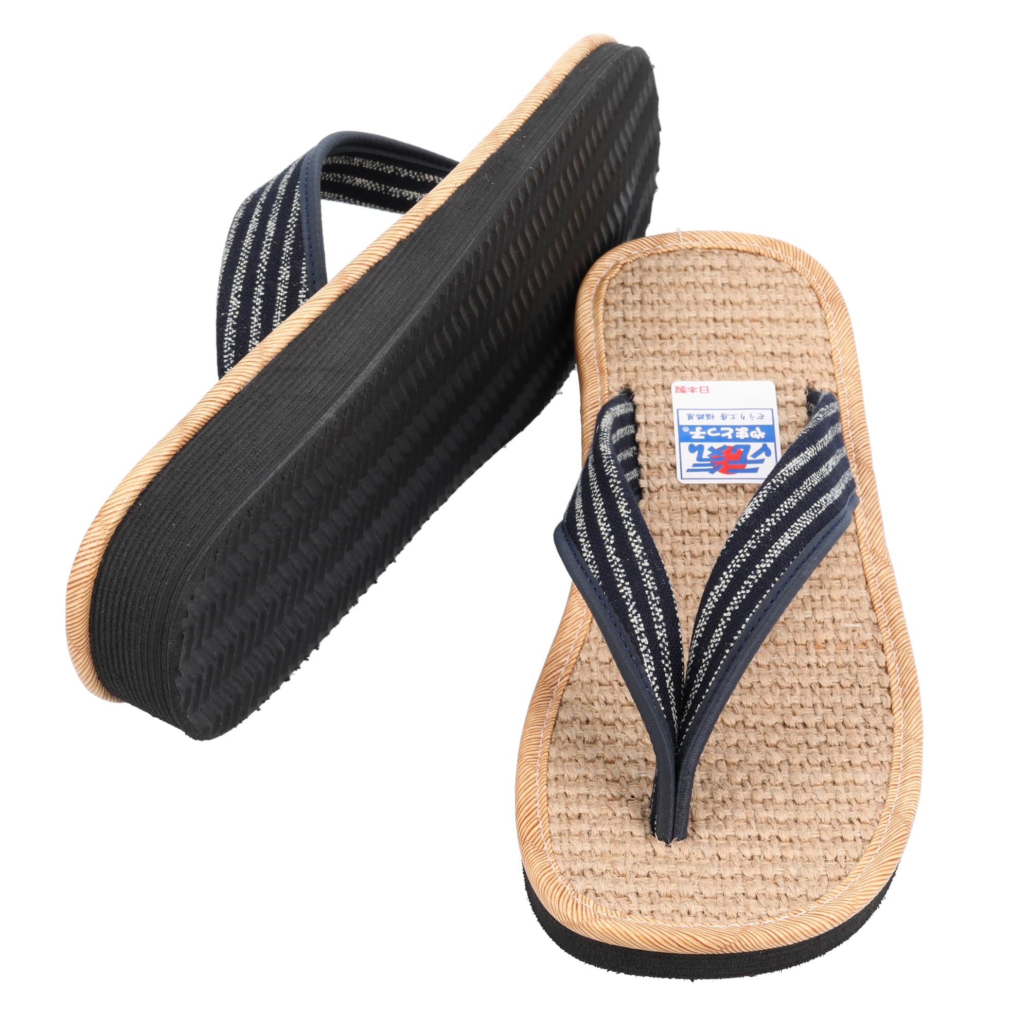 Erin Trading - Japanese Selected Products - Unisex Japanese Zori Sandals Lightweight Made In Japan Insole Jute Pattern Stripe Size M