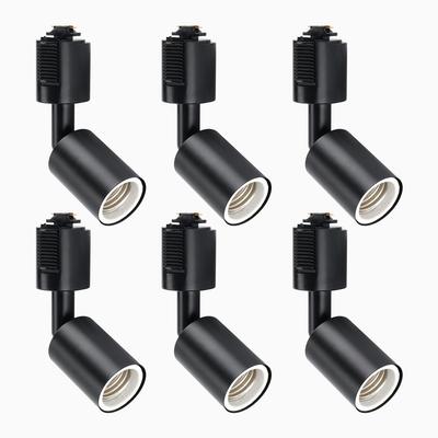 Holofotes de Trilho LVWIT, Base E26, Soquete, Ângulo Ajustável, Preto, Conjunto de 6