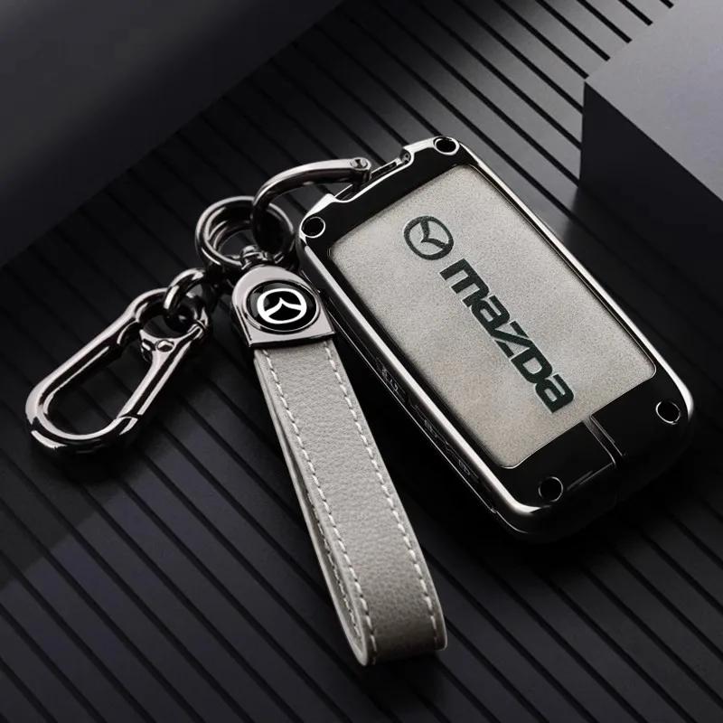 Leather Car Smart Key Case Cover Shell For Mazda 3 5 6 SKYACTIV Axela Atenza CX30 CX5 CX8 CX9 MX5 RX8 RX7 BT50 Keychain Protecto