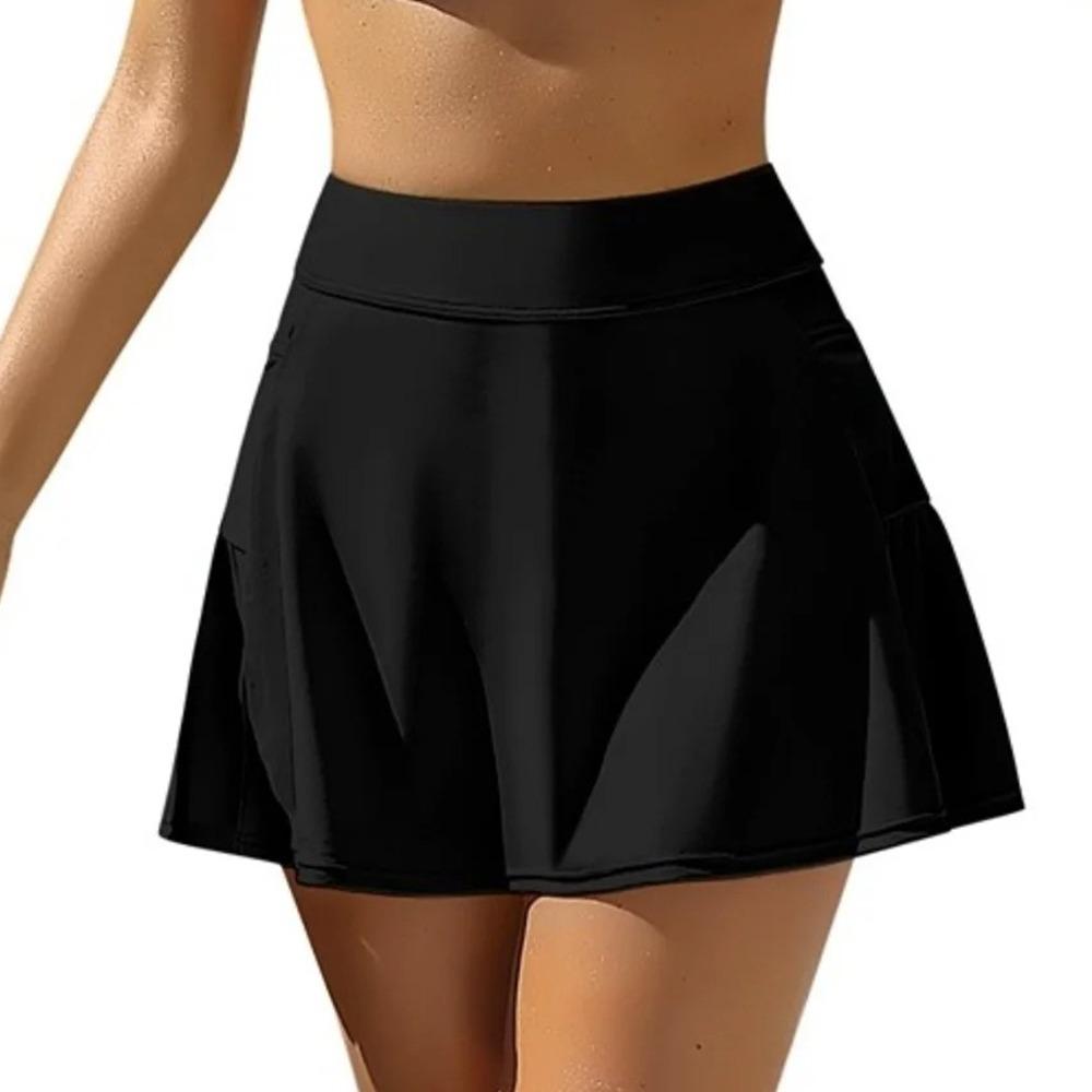 CHARMLEAKS Women Swim Skirt Short with Side Pockets Bathing Suit High Waist Swimsuit Bottom