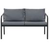 2 Seater Garden Bench with Cushions Gray Aluminum
