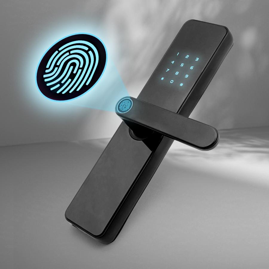 Inteligentna Klamka Tuya Wifi Wkładka Zamka Szyfr Kod Rfid Odcisk Palca