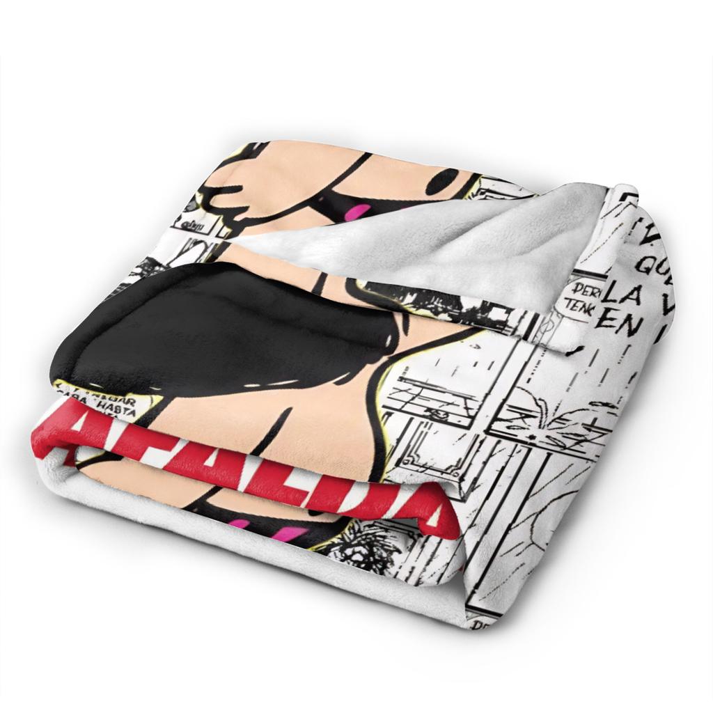 Soft Blanket Travel Office Mafaldas Cartoon Throw Blanket Flannel Bedspread For Couch Chair Pattern Sofa Bed Cover