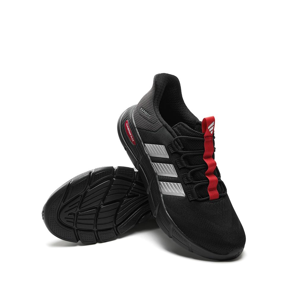 Adidas Cloudfoam Cushioning Breathable Lightweight Low top Walking Shoes Unisex Black Silver Red KJ5918