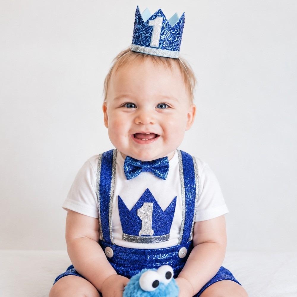 Unisex Prince Princess Elastic Crown Hair Band Floral Headwear Baby Birthday Hat Party Headdress