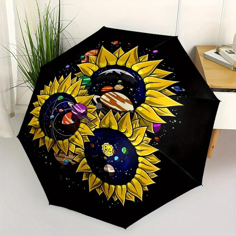 

1pc Sunflower Galaxy Artwork Umbrella with Plastic Handle,Suitable for All Seasons Home Travel Outdoor UmbrellaB1600