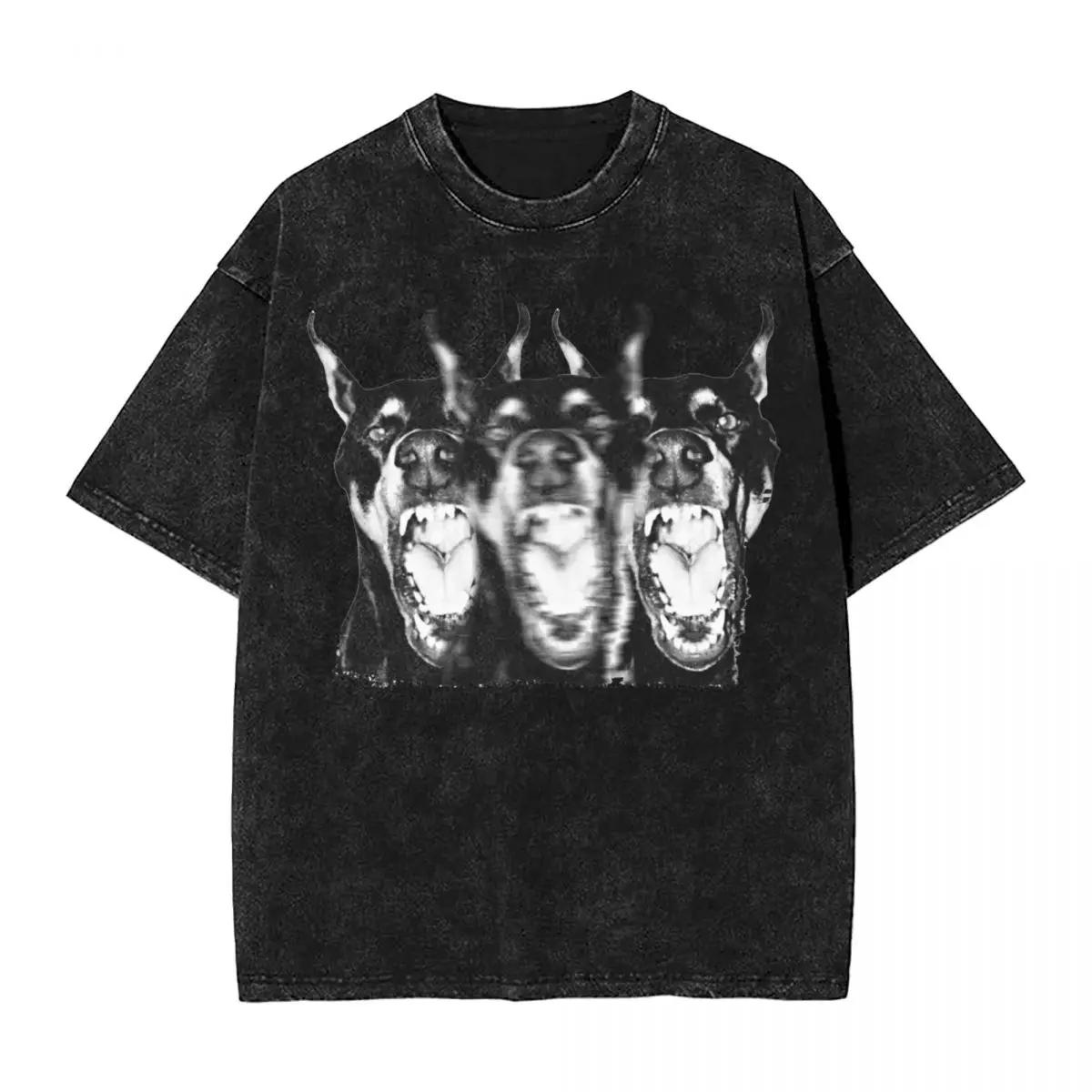 

Забавная футболка с доберманом, стиранная, уличная одежда, ретро футболки, топы для мужчин, женщин, с коротким рукавом, для лета 2XL