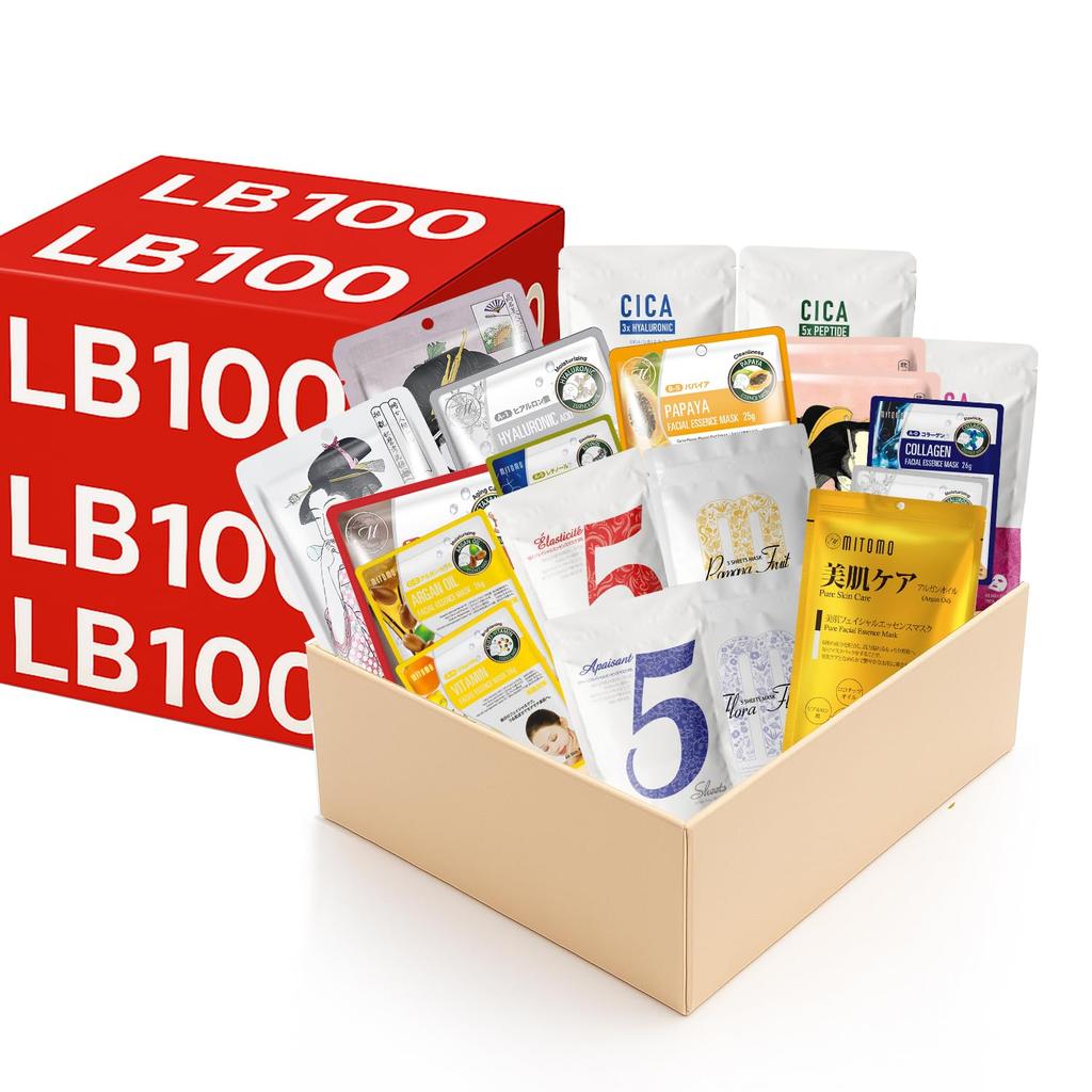 MITOMO LIFE Face Mask Lucky Large Capacity Bag, 100-Piece Pack, Moisturizing, [LBML000100]