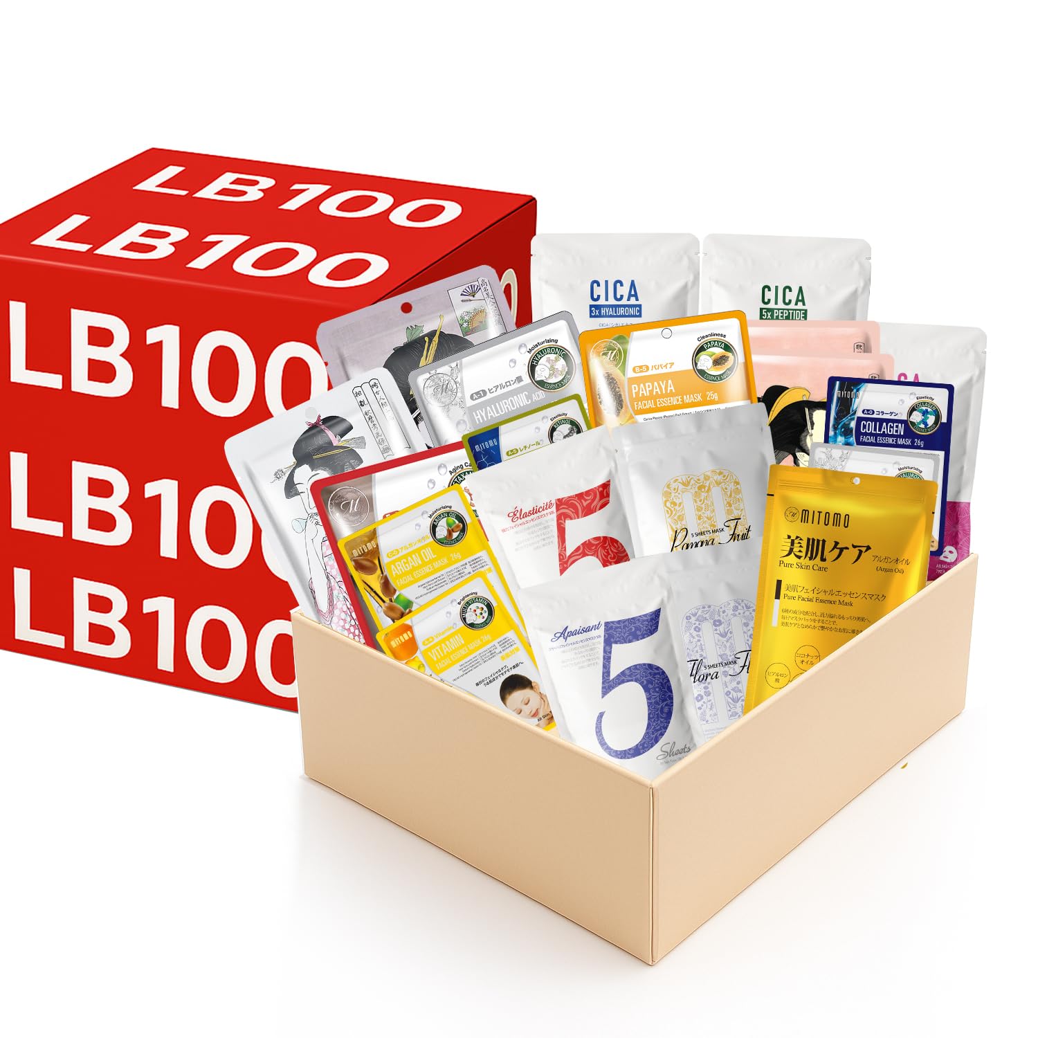 

MITOMO LIFE Lifestyle Маска для лица Lucky Bag 100 штук Увлажняющая Увлажняющая Большой объем [LBML000100]