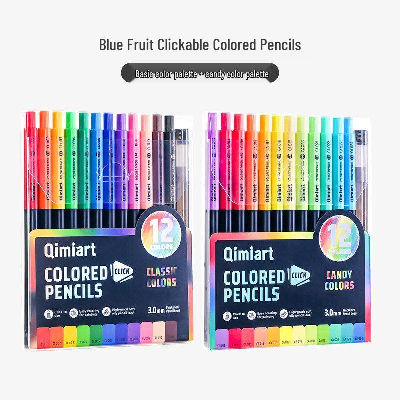 Blue Fruit 12-Color Oil-Based Mechanical Colored Pencils for Students and Professionals