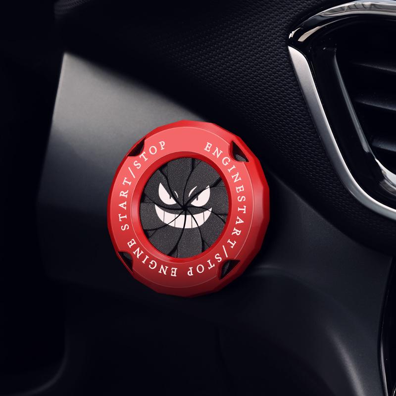 Evil Smiley/Skeleton Onekey Start Stop Button Cover Car Interior Decor Start Switch Protective Cover Motorcycle Start Ring
