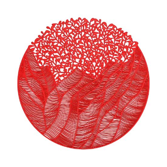 

Круглі ПВХ підкладки з візерунком золотого листя фольги, термостійкі, водонепроникні, килимки для столу, килимки для теплої обідньої атмосфери для дому, обідньої вечірки, декору червоний