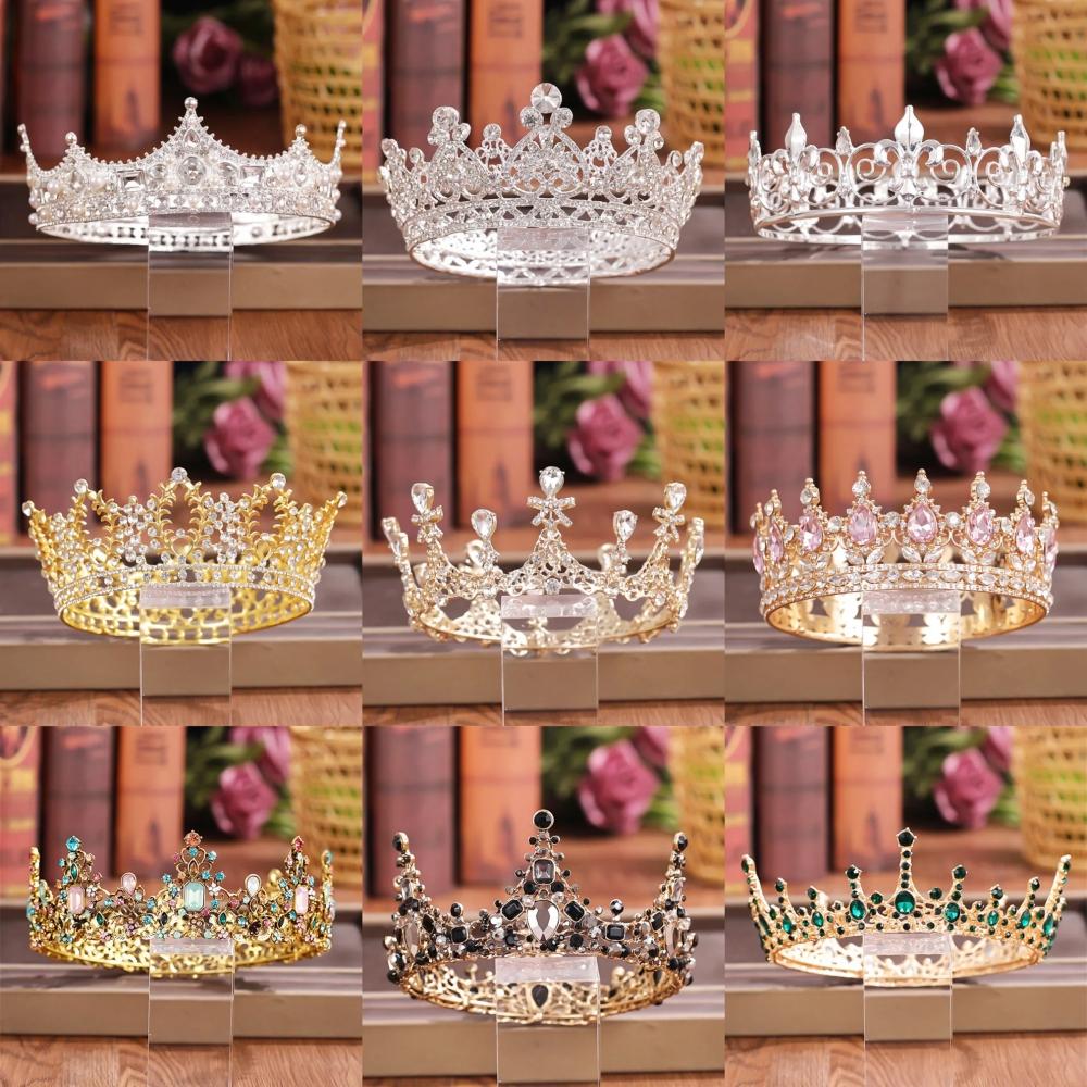 Crystal Rhinestone Round Crown Tiara Hair Jewelry Wedding Hair Accessories Bridal Hair Jewelry Queen Party Crown and Tiaras Gift