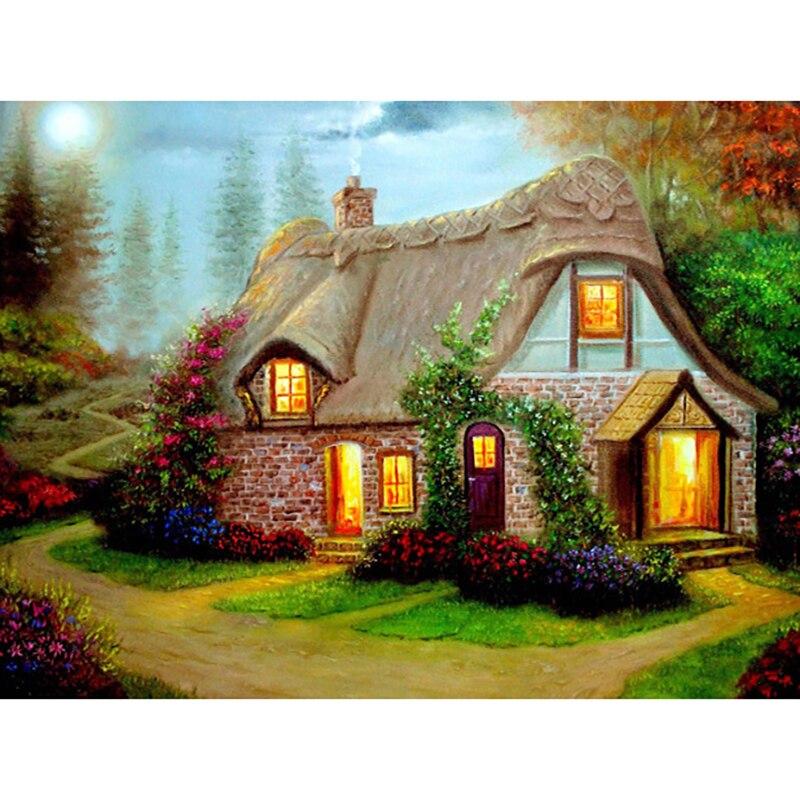 New 5D DIY Diamond Painting Houses Diamond Embroidery Scenery Cross Stitch Full Round Drill Crafts Art Home Decor Gift