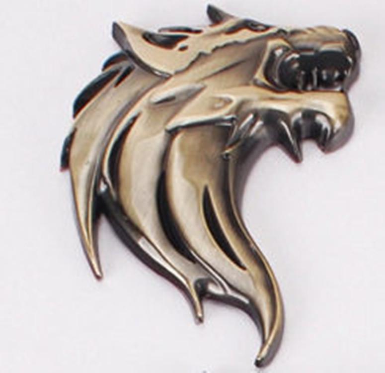 Custom Wolf Head Car Emblem & Metal Wolf Tail Sticker Set