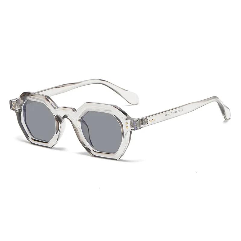 Classic Vintage Sunglasses Men Small Polygon Retro Punk Color Sun Glasses Gradient Clear Lens Driving Eyewear