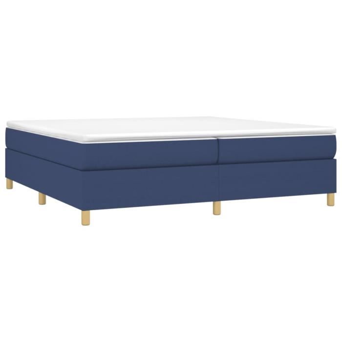 3144552 vidaXL Lit à sommier tapissier avec matelas Bleu 200x200 cm Tissu
