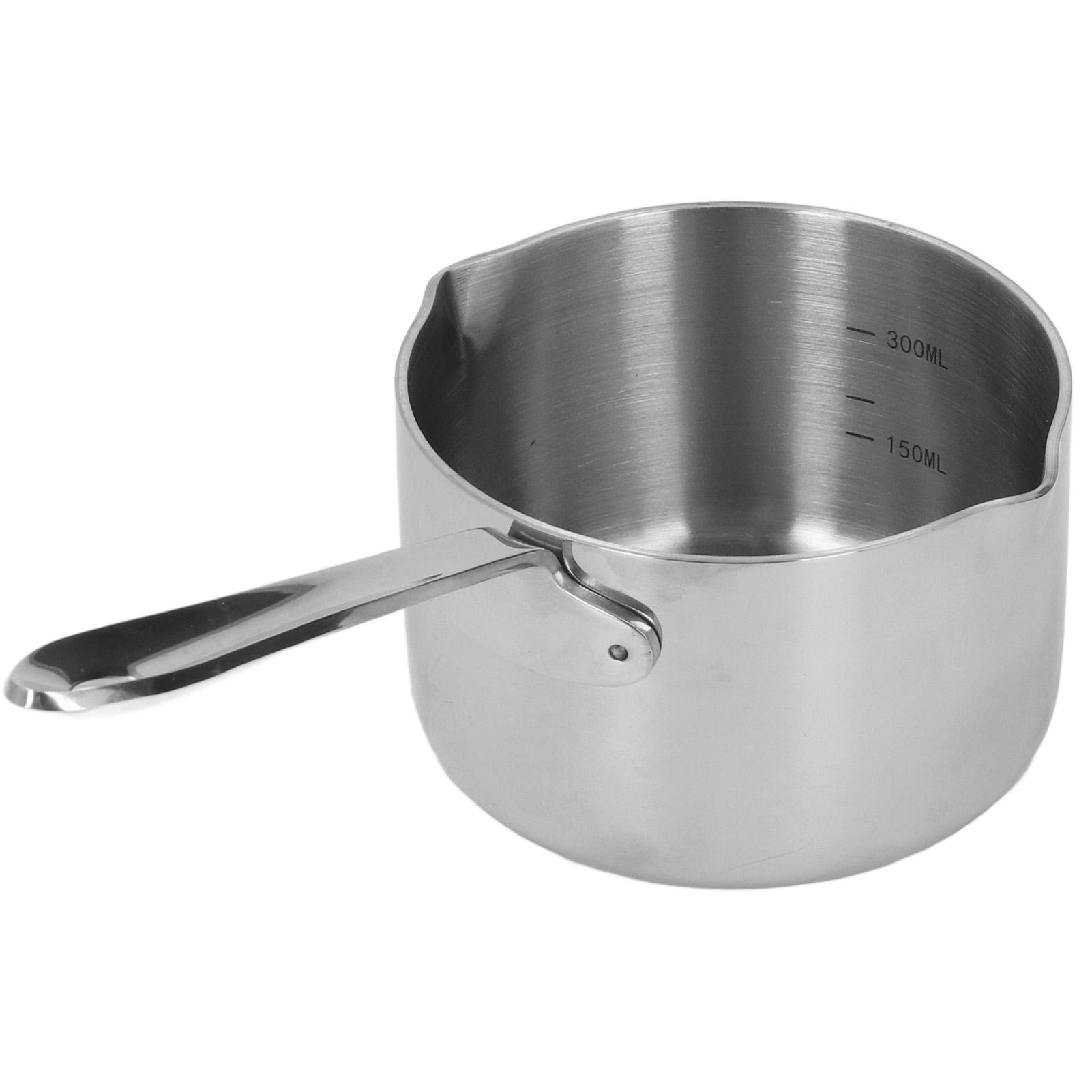 

Stainless Steel Hot Milk Pot Chocolate Boiled Sugar Cheese Butter Melting Pot with Dual Pour Spouts