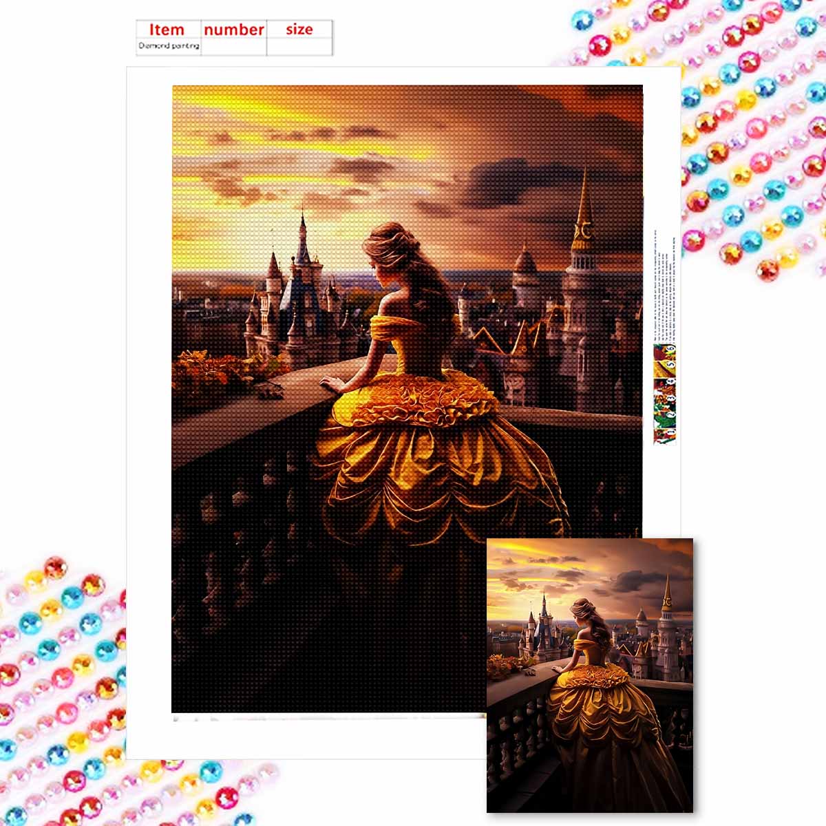 

Наборы для алмазной живописи 5D DIY для взрослых, Принцесса смотрит вниз, Полные наборы круглых хрустальных бриллиантов для начинающих для украшения стен дома Round 20x30cm