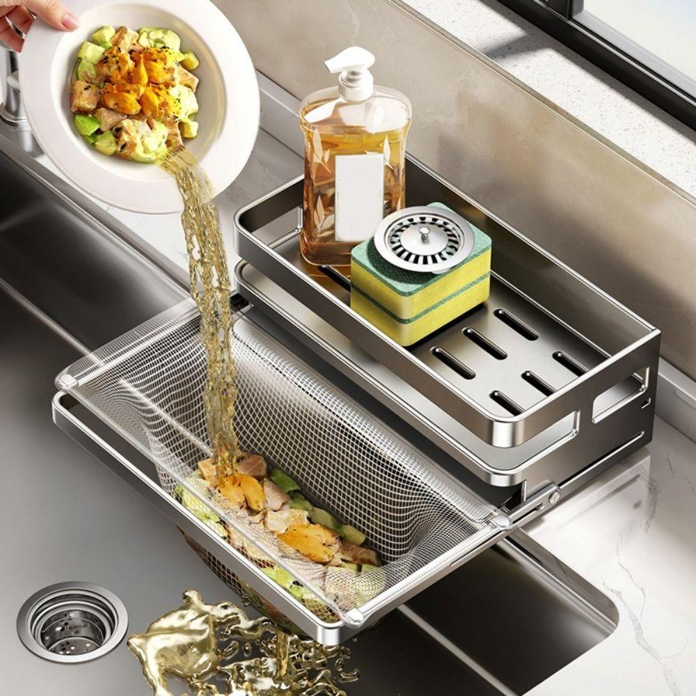 Large Capacity Self-Draining Sink Shelf Moisture-proof Soap Sponge Holder Bathroom