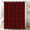 Red Floral Bath Shower Curtain with Multicolor Geometric Patterns Water Repellent Polyester Fabric for Bathroom Decorations