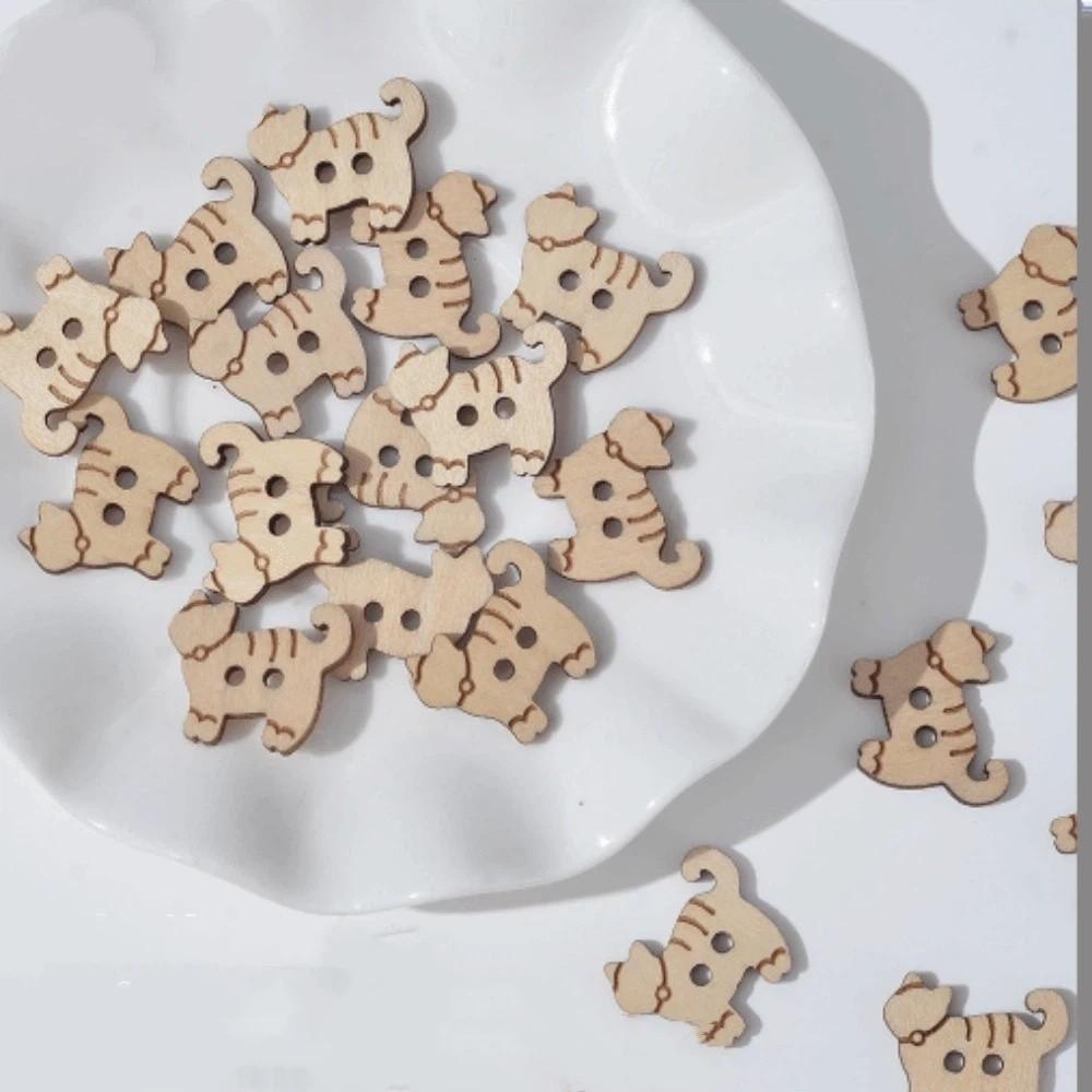 20 Pcs Bear Cat Shape Buttons Wooden Sewing Buttons Creative Projects Fish Buttons Clothing Sewing