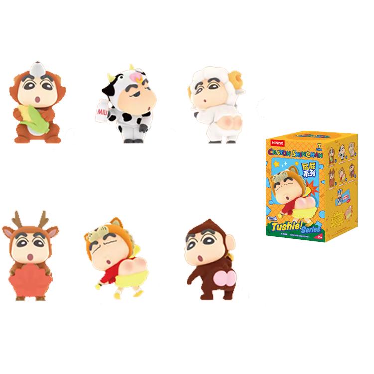 MINISO Crayon Shin Chan, Animal Poop Collection Mystery Boxes Single Mystery Box/Full Box 6 Pcs Doll