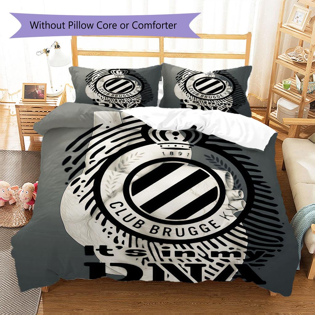 Club Brugge KV Pattern Bedding,Quilt Set Quilt Cover Pillowcase Home Birthday Gift(1 * Duvet Cover + 2 * Pillowcase, Without Core)