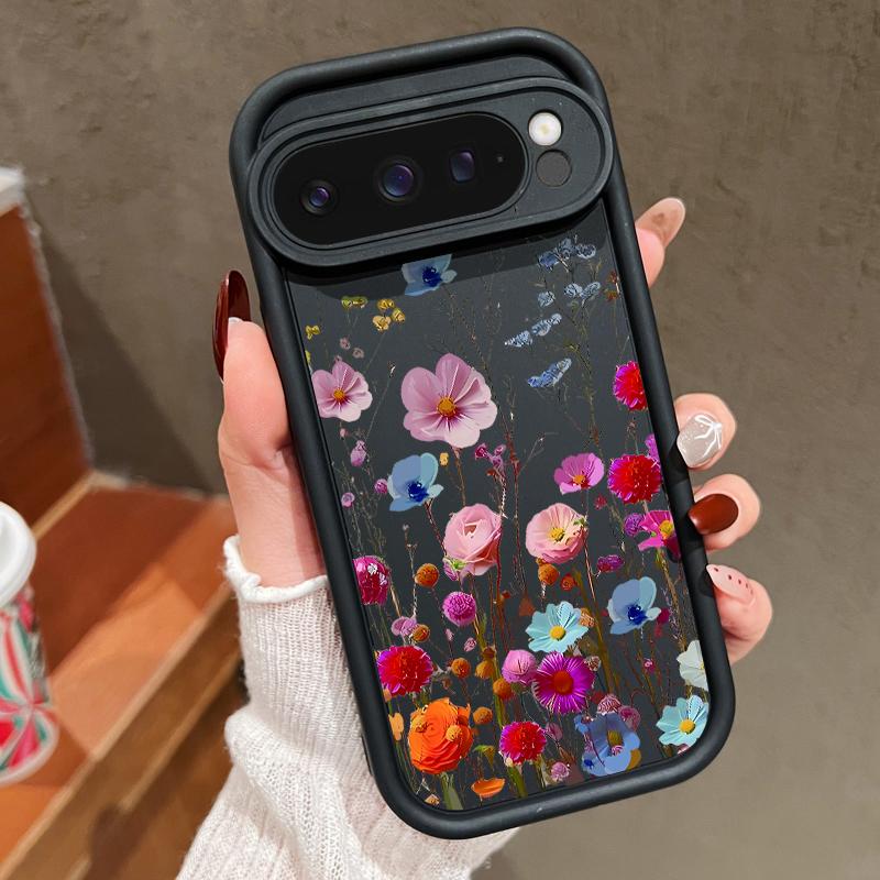 Vivid Flower Pattern Soft Matte Phone Case For Google Pixel 9 Pro XL 8 Pro 8A Rose Floral Print Shockproof Lens Protection TPU Bumper Cover