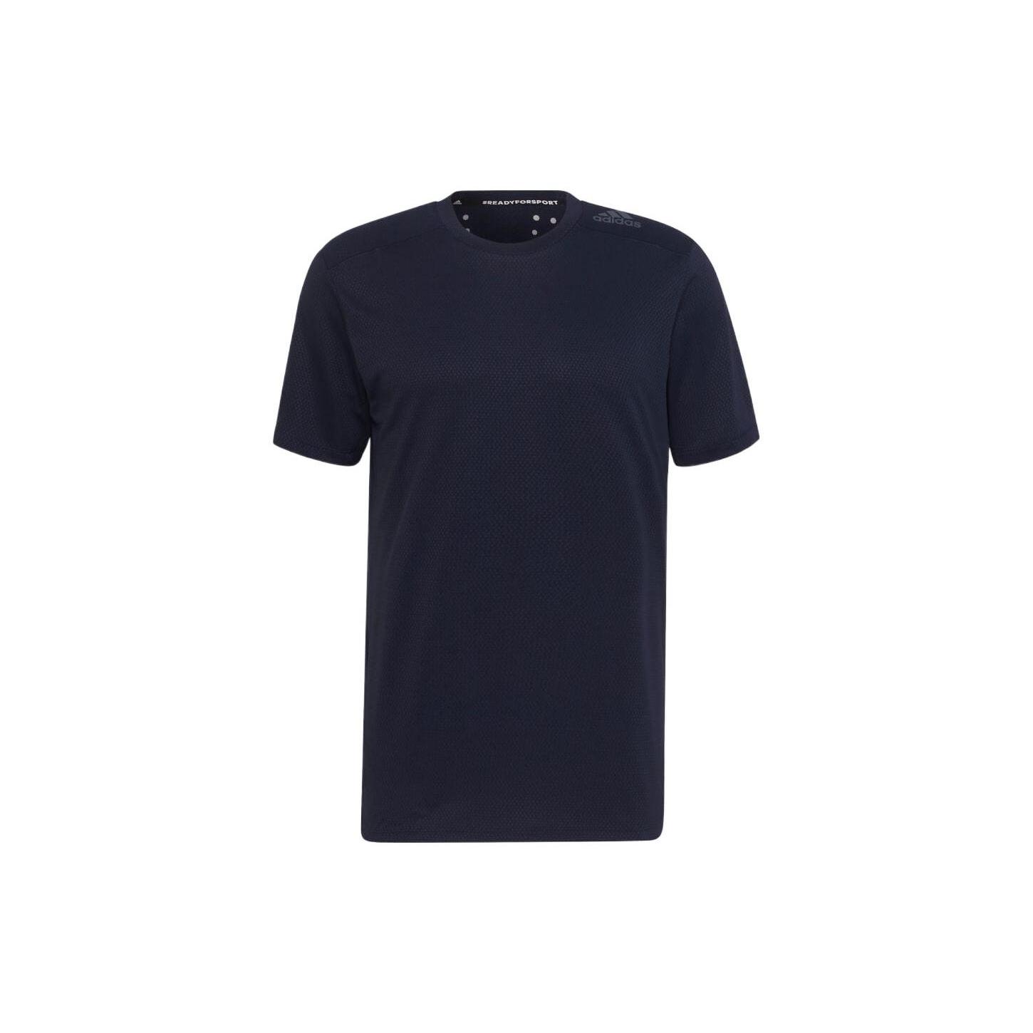 adidas Casual Logo Solid Color Round Neck Short Sleeve Navy Blue Men s HC4228 S