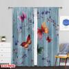 2pcs 2D flat printing Curtain Vintage Butterfly Floral Watercolor Digital Printed Polyester Drapes Festive Wall Decor Use for