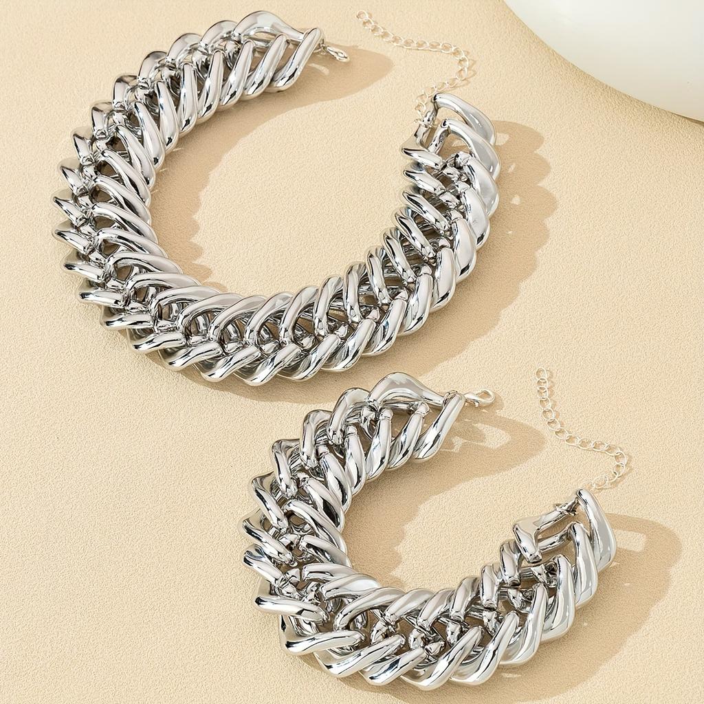 Halskette Armband Schlichte Silber Metallkette Übertriebene Persönlichkeit Schlüsselbeinkette Nischen-High-End-Artikel Schmuck Damenmodelle