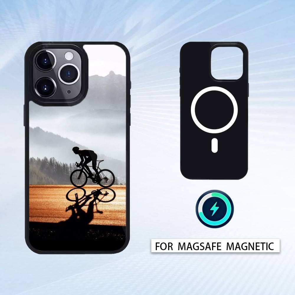 MTB Mountainbike Handyhülle Für iPhone 16,15,14,13,12,Pro,Max Für Magsafe Magnetisches Kabelloses Laden